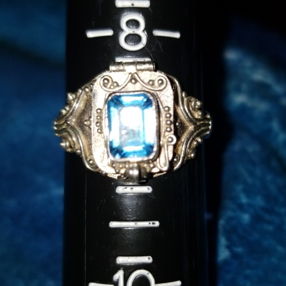 Sterling Silver Genuine Blue Topaz Poison Ring